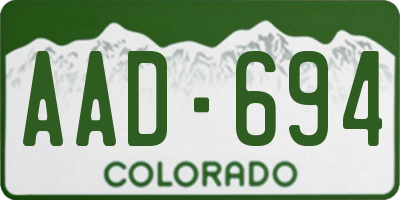 CO license plate AAD694