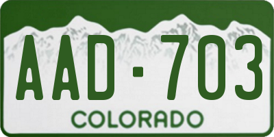 CO license plate AAD703