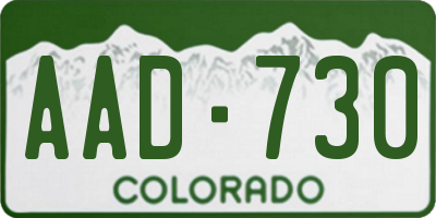 CO license plate AAD730