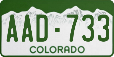 CO license plate AAD733