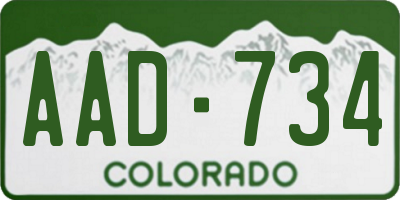 CO license plate AAD734