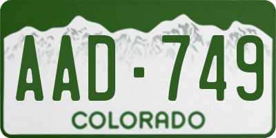 CO license plate AAD749