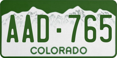CO license plate AAD765