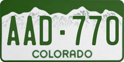 CO license plate AAD770