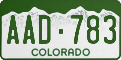 CO license plate AAD783