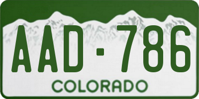 CO license plate AAD786