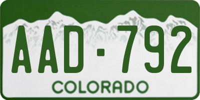 CO license plate AAD792