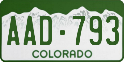 CO license plate AAD793
