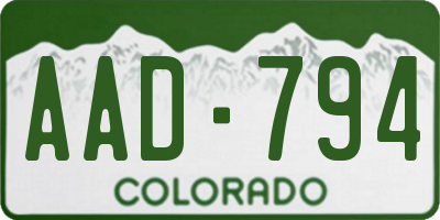 CO license plate AAD794
