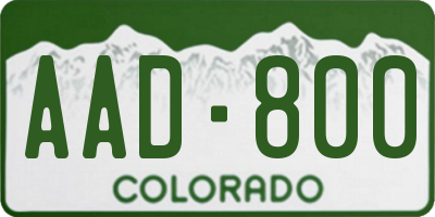 CO license plate AAD800