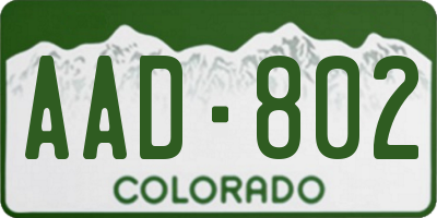 CO license plate AAD802