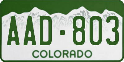 CO license plate AAD803