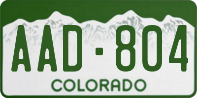 CO license plate AAD804