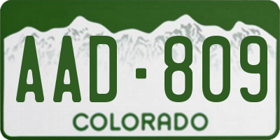 CO license plate AAD809
