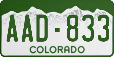CO license plate AAD833