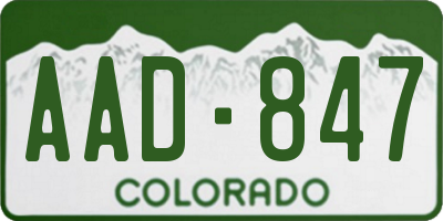 CO license plate AAD847