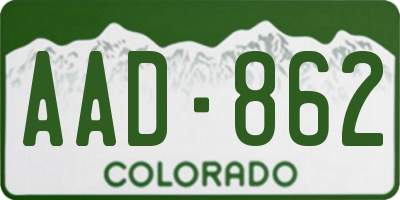 CO license plate AAD862
