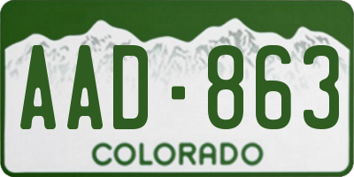 CO license plate AAD863