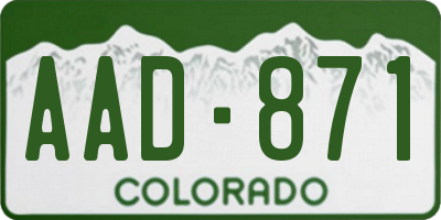 CO license plate AAD871