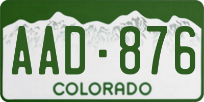 CO license plate AAD876