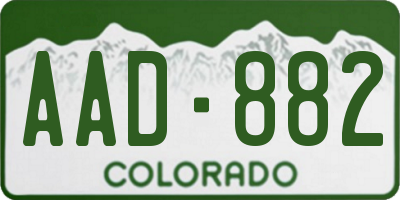 CO license plate AAD882