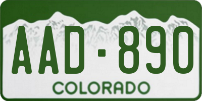 CO license plate AAD890