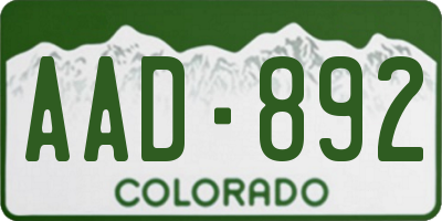CO license plate AAD892