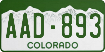 CO license plate AAD893