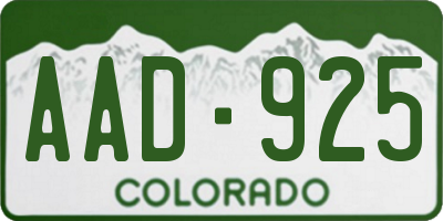 CO license plate AAD925