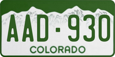 CO license plate AAD930