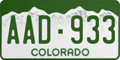 CO license plate AAD933