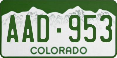 CO license plate AAD953