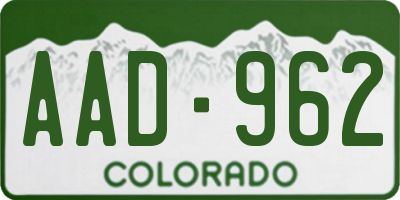 CO license plate AAD962