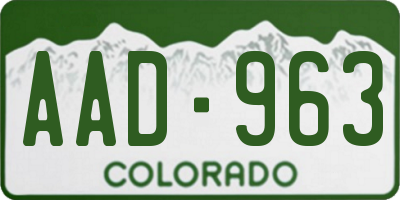CO license plate AAD963