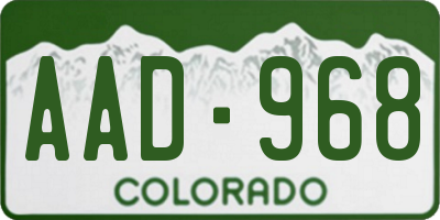 CO license plate AAD968