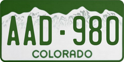 CO license plate AAD980
