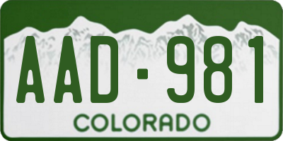 CO license plate AAD981