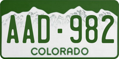CO license plate AAD982