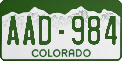 CO license plate AAD984