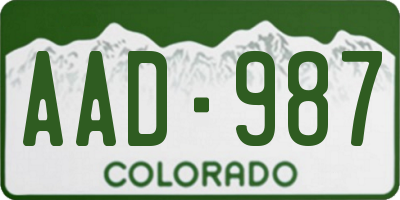 CO license plate AAD987