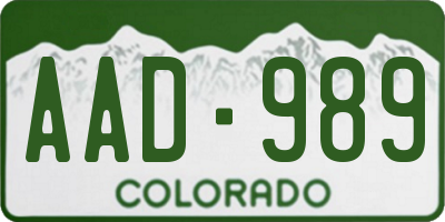 CO license plate AAD989