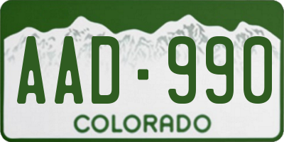 CO license plate AAD990