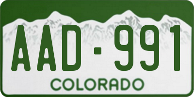 CO license plate AAD991