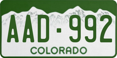 CO license plate AAD992