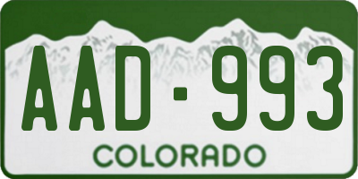 CO license plate AAD993