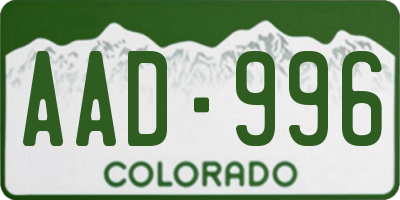 CO license plate AAD996
