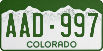 CO license plate AAD997