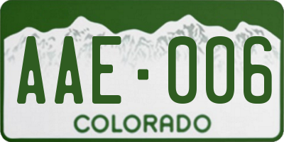 CO license plate AAE006
