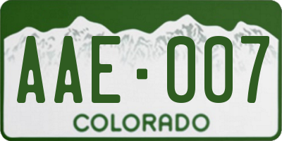 CO license plate AAE007
