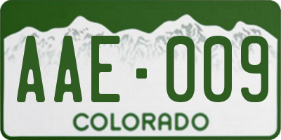 CO license plate AAE009